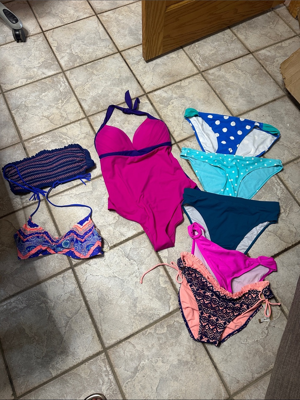 Women’s Magenta Halter One-Piece Swimsuit